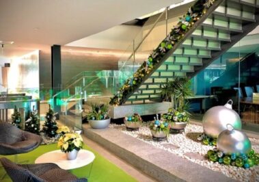 Holiday plants and decorations and seasonal themes add sparkle and excitement to the environment.