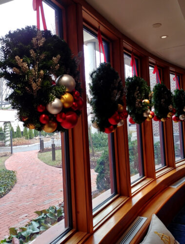 Holiday plants and decorations and seasonal themes add sparkle and excitement to the environment.